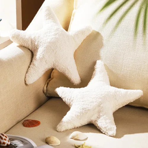 Vista 3 de Yuntau 2 almohadas con forma de estrella de mar de 11.8 pulgadas, cojines de felpa abrazables, decoración de habitación para cumpleaños, dormitorio