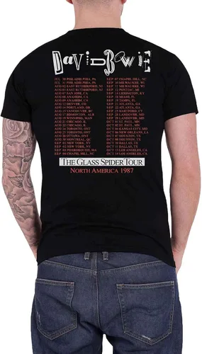 Vista 2 de David Bowie Camiseta Glass Spider Tour USA 1987 Volver Impresión Oficial Hombres Negro Talla L, Negro
