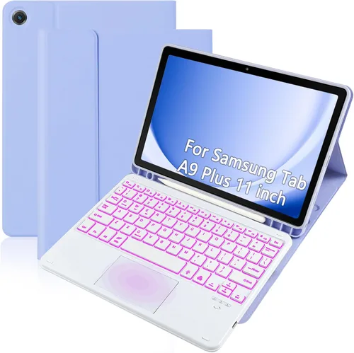 Vista 9 de EAMPANG Funda con teclado y panel táctil para Samsung Galaxy Tab A9 Plus 11 pulgadas (SM-X210/X216/X218), teclado magnético extraíble con panel