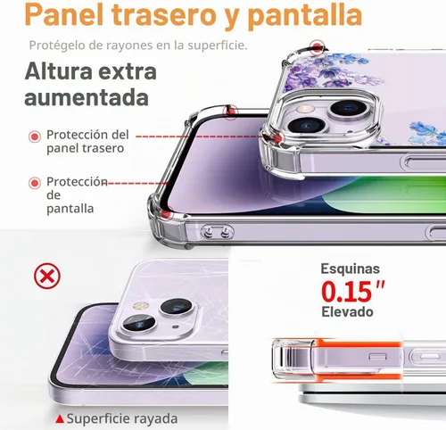 Vista 5 de Funda para iPhone 13 y iPhone 14 (6.1 pulgadas) con protector