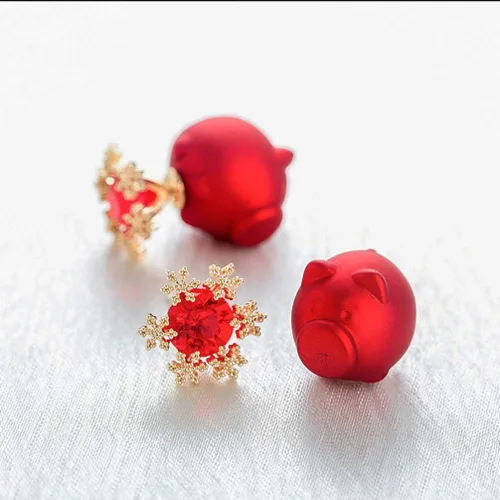 Vista 2 de Happyyyami - Pendientes de plata de ley con diseño de copo de nieve