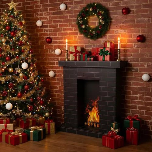Vista 7 de AmazingSpark Chimenea de cartón navideño 3D falso 35.5 x 31.5 x 8 pulgadas, chimenea corrugada con accesorios de fotos de fuego, soporte de cartón