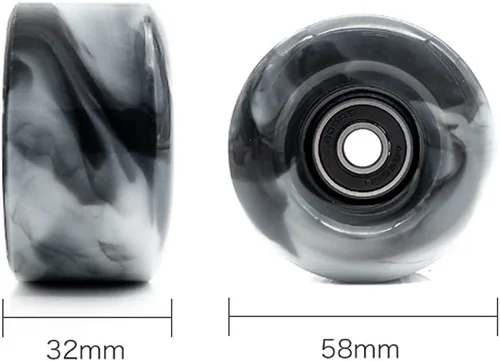 Vista 4 de Paquete de 8 ruedas para patines con rodamientos instalados con 2 topes de dedos para patinaje de doble fila, 82A 1.260 in x 2.283 in (rojo)