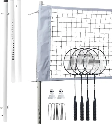 Vista 4 de Franklin Sports Juegos de Red de Bádminton - Patio Trasero al Aire Libre + Playa Red de Bádminton + Juego de Equipo - (4) Raquetas + (2) Volantes +