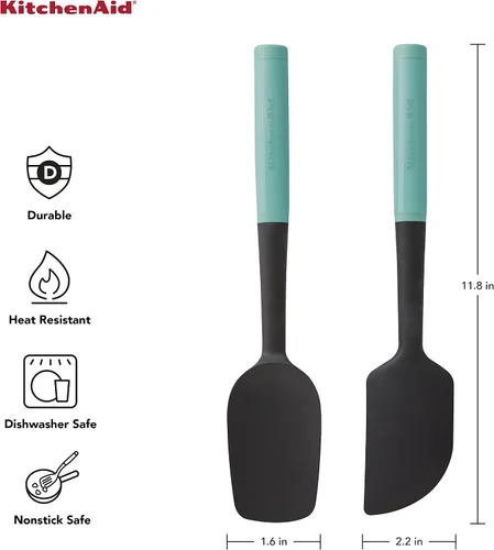 Vista 3 de KitchenAid Juego de espátulas universal, 2 piezas, Aqua Sky