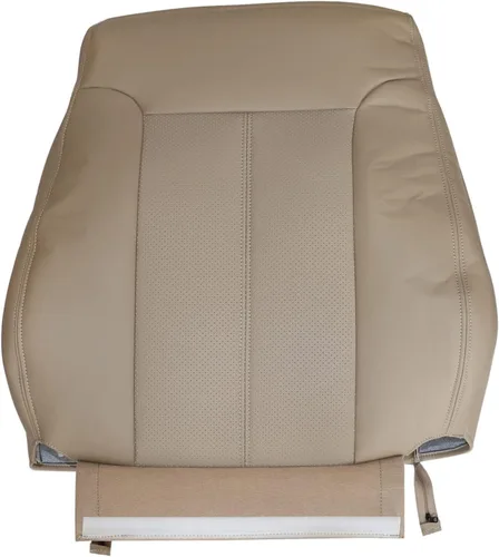 Vista 6 de Priprilod Funda de Asiento de Reemplazo de Microfibra de Cuero Perforada Color Marrón Claro para Conductor y Pasajero, con Respaldo Reclinable
