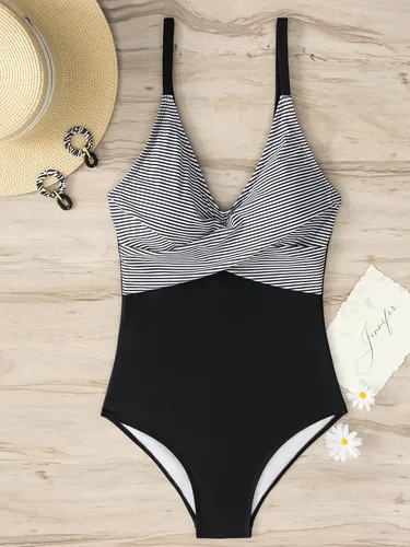Vista 6 de B2prity - Trajes de baño de una pieza para mujer, control de abdomen, parte delantera cruzada, reductores, cuello en V, monokini