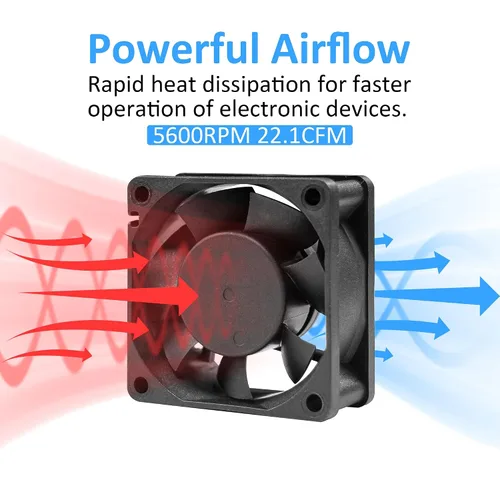 Vista 4 de PANOMOUNTS CF6025 - Ventilador de enfriamiento de 2.362 in 12 V CC - Ventiladores de alto flujo de aire de 2.362 in 0.984 in 12 V 2 pines
