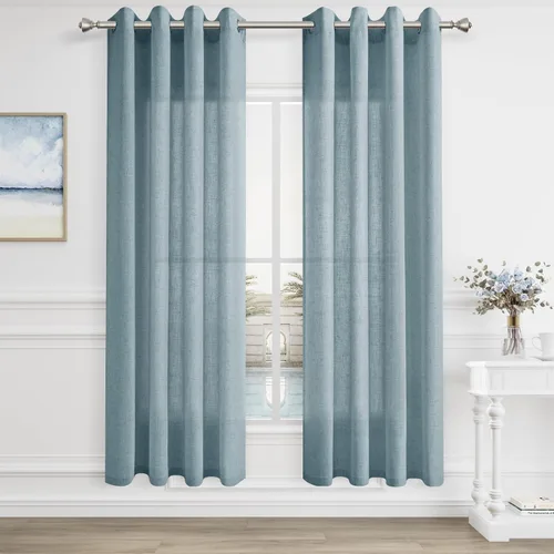 Vista 85 de Cortinas de lino negro para dormitorio y sala de estar de 84 pulgadas de largo, juego de 2 paneles, para habitación de niños, filtro de luz