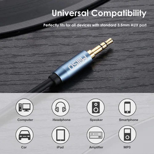 Vista 3 de MillSO Cable de audio de 0.138 in (6.6 pies) macho a macho, cable auxiliar TRS para conector de auriculares, cable auxiliar para cable auxiliar