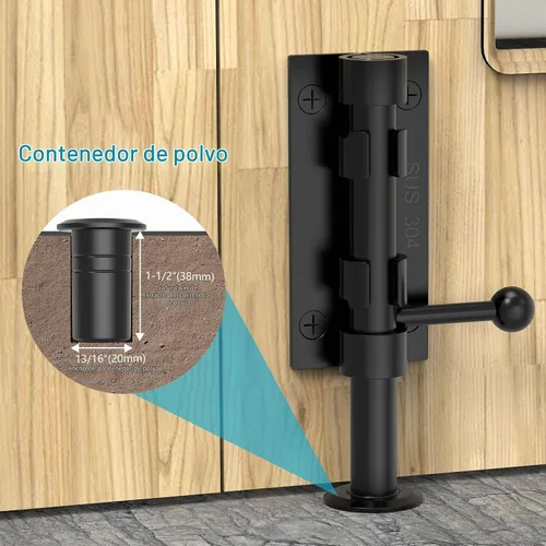 Vista 3 de Cierre de puerta de perno deslizante, hardware de pestillo de perno de barril, cerradura de 16 cm de acero inoxidable 304 resistente y sólida con 2
