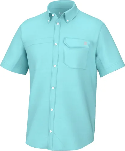 Vista 42 de HUK Men's Tide Point Kc Scott Original Artwork Short Sleeve Shirt, Fishing Button Down Negro