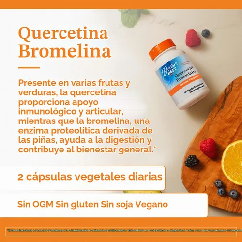 Vista 5 de Cápsulas de quercetina y bromelina de Doctor's Best, DRB-00029, 1, 1 Apoyo inmunológico natural, quercetina con cápsulas de bromelina