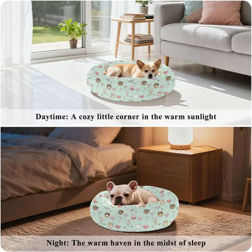 Vista 4 de Pet Dog Bed Calming Anti Anxiety Fluffy Cat Cave Bed for Extra Small Size Pets Supplies XS Cute Animals with Sweets