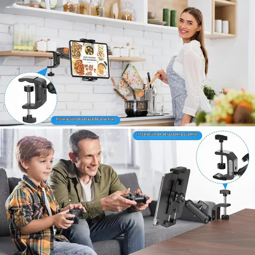 Vista 2 de Soporte para iPad debajo del gabinete, soporte para tableta de cocina