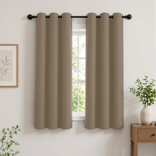 Vista 56 de Cortinas de oscurecimiento de habitación de 45 pulgadas de largo para dormitorio y sala de estar, cortinas térmicas aislantes con ojales