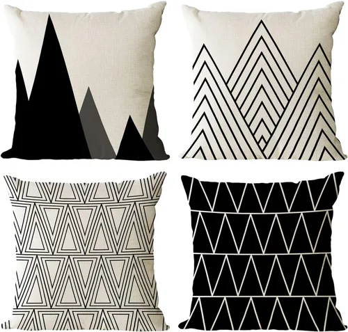 Vista 9 de YeeJu - Funda de cojín cuadrada de lino y algodón con diseño geométrica. Funda de almohada, para exterior, hogar, sofá.
