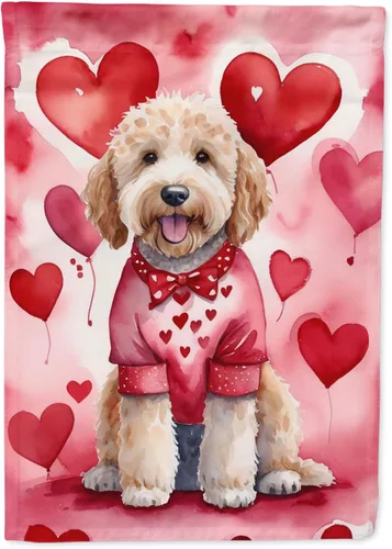 Vista 218 de Caroline's Treasures DAC5252GF Affenpinscher - Bandera de jardín con texto en inglés "My Valentine", bandera decorativa para patio exterior, patio