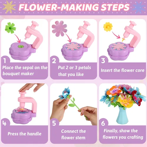 Vista 11 de DAISRED Kits de manualidades de flores, juguetes para niños, artes y manualidades para niñas de 4 a 6 a 8 años, kit de fabricación de flores