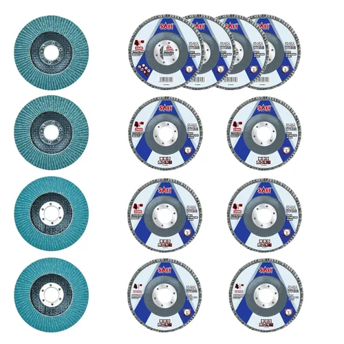 Vista 16 de Sali Paquete de 10 Discos de Láminas de Circonia Grano 40 de 4.5" x 7/8 Pulgadas Disco de Lijado Tipo Bisel #29 Grado Premium e Industrial Rueda