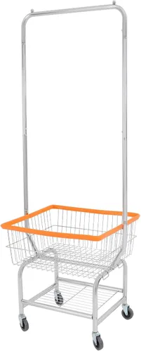 Vista 15 de Carrito de lavandería, carrito de lavandería de alambre de acero, cesta de lavandería con ruedas, carrito de lavandería comercial resistente