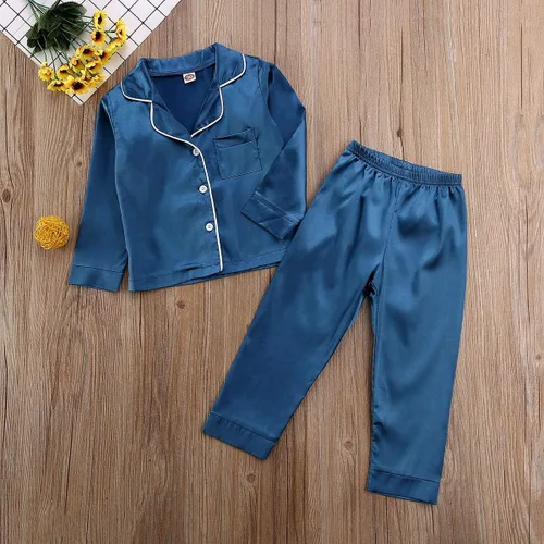Vista 75 de Conjunto de pijama de manga larga con botones para niña pequeña, conjunto de ropa de dormir