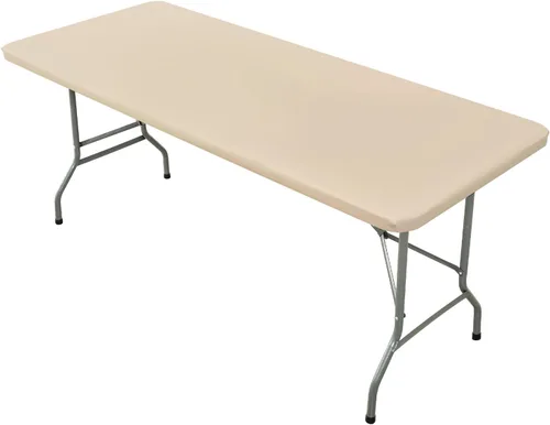 Vista 34 de Mantel Cuadrado Elástico Ajustable, Cubierta de Mesa de Poliéster Resistente al Viento, Mantel Resistente a Rayones y Lavable para Mesas Plegables
