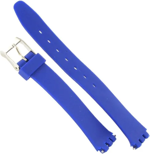 Vista 2 de Banda de reloj flexible suave azul real liso de goma de 0.472 in para Swatch, Moderno