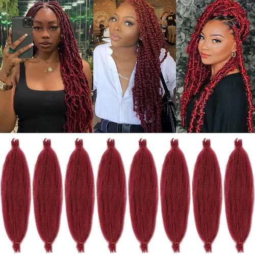 Vista 29 de Cabello de Envoltura Pre-Esponjado de 8 Pulgadas, 3 Paquetes, Cabello Afro Twist Pre-Separado Elástico para Locs, Cabello Afro Twist Negro Natural