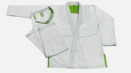 Vista 2 de Bjj Gi Jiu Jitsu Con Puntada Verde Bjj Gi Jiu Jitsu Kimonos Gi 100% Algodón Perl Tejido 450GSM