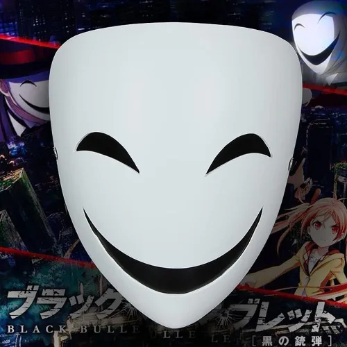 Vista 2 de Tkieio Máscara de cosplay de cara sonriente, accesorio de resina blanca para Halloween