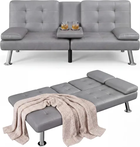 Vista 8 de Flamaker - Sofá cama tipo futón convertible de pana