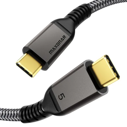 Vista 8 de Maxonar Cable Thunderbolt 5 de 1 pie de 80 Gbps, aumento de ancho de banda de hasta 120 Gbps, potencia de 240 W, pantalla dual de 8 K, compatible