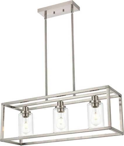 Vista 19 de MELUCEE Candelabro Industrial de 36.2 Pulgadas de Longitud para Isla de Cocina, Luminaria Rectangular de 5 Luces para Comedor Colgante con Acabado