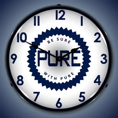 Vista 2 de Esté seguro con el reloj de pared LED Pure Oil, Retro/Vintage, iluminado, 14 pulgadas