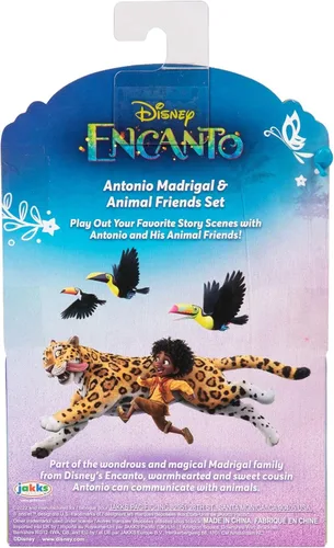 Vista 6 de Disney Encanto JK225581 - Juego de figuras de Antonio + Animales - Antonio Madrigal y 1 Jaguar, 1 Tucán, 1 Capibara y 1 Coati