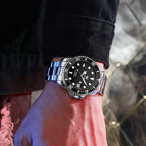 Vista 4 de OLEVS Watch for Men Waterproof Automatic Mechanical Stringing Hollow Out Men's Watches
