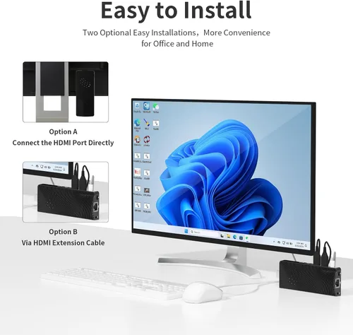 Vista 3 de Mini PC Stick Sin Ventilador, Celeron J4105, 8 GB de RAM 128 GB de Almacenamiento, Micro Computadora Stick Soporta 4K 60HZ HDMI, USB PD3.0, Gigabit