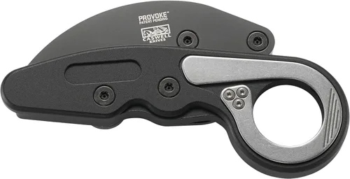 Vista 7 de CRKT Provoke - Cuchillo plegable con Kinematic: Morphing Karambit, hoja de borde liso D2, mango de aluminio, clip de bolsillo, 4040 Negro
