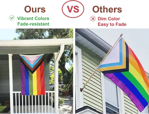 Vista 5 de Homissor Bandera del orgullo de 10 x 15 pulgadas, banderas gay para exteriores, gran arco iris, LGBT, comunidad lesbiana, transgénero, bandera