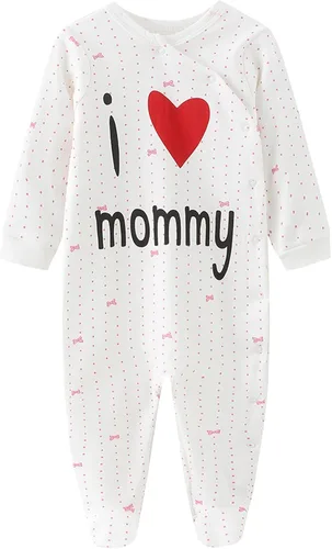 Vista 3 de Conjunto de 4 pijamas para bebés y niñas de una sola pieza de algodón para recién nacidos, conjunto de 4