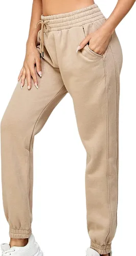 Vista 44 de IUUI Pantalones deportivos de cintura alta para mujer, con bolsillos, de algodón, holgados, atléticos