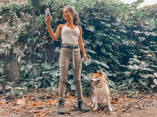 Vista 9 de Tuff Pupper Correa de perro resistente manos libres Un perro pequeño/mediano de hasta 45 libras Cómodo elástico absorbente de golpes Asas