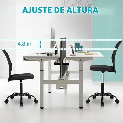 Vista 4 de Sillas de Oficina en Casa Sillas de Escritorio Pequeñas Ergonómicas Sin Brazos para Computadora Sillas Cómodas con Ruedas Silla de Tarea Silla