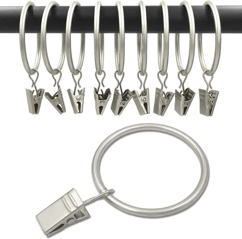 Vista 33 de WeeksEight Paquete de 44 anillos de cortina negros con clips, ganchos de cortina, ganchos de clip para colgar cortinas, lazos, sombreros, anillos