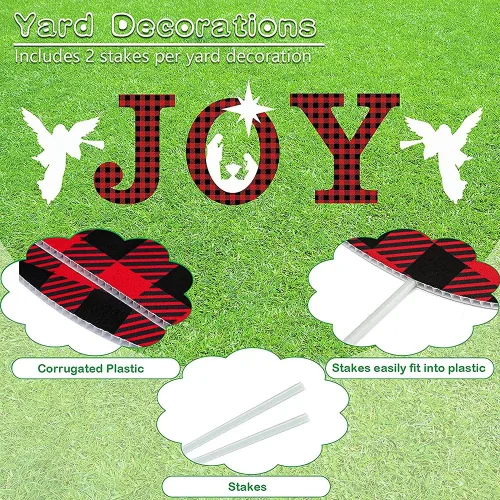 Vista 6 de Belén al aire libre, decoración de patio de la Santa Familia, letrero de Navidad de alegría, juegos de Belén para decoraciones de Navidad, belén al
