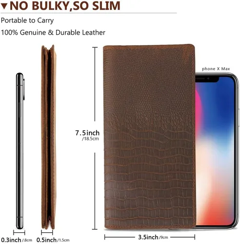 Vista 5 de Kattee cartera plegadiza clásica de cuero para hombre
