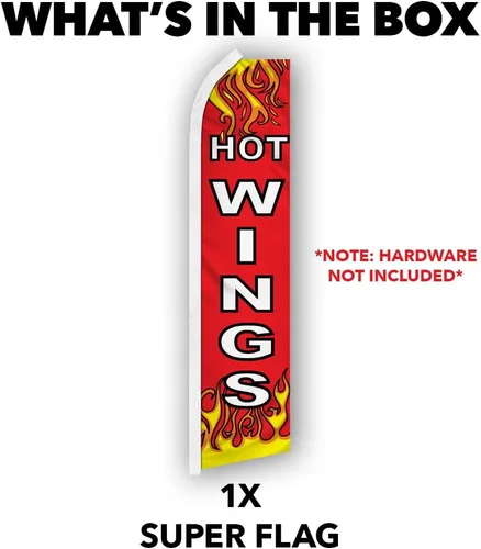 Vista 3 de Hot Wings Swooper - Bandera publicitaria perfecta para frentes de tiendas, negocios, minoristas, tiendas, camiones de comida, eventos, ferias