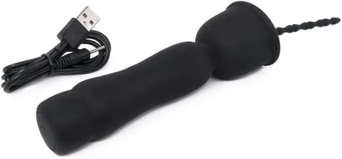 Vista 2 de Sonido vibratorio eléctrico de silicona para hombres Estimulación de uretra Masturbador de entrenamiento de pene masculino (B)