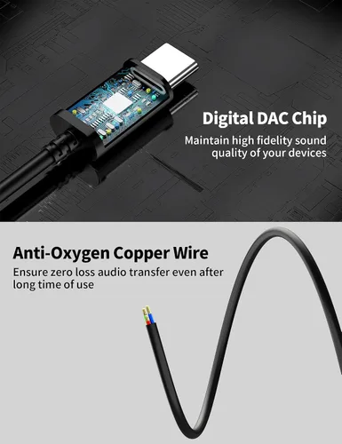 Vista 4 de Auriculares USB C con cable con micrófono para Samsung Galaxy S24/S23/S26/S25